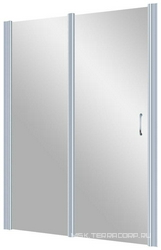 Дверь в нишу EP-F-1, 150*190 см, левая, распашная с неподвижным элементом, профиль хром матовый, стекло прозрачное ZZ