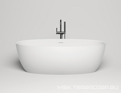 Ванна 1780х920хh580мм, отдельностоящая, литой камень S-Stone, матовый, донный клапан Up&Down цв.белый в компл.,  ZZ Salini Alda 101911SM