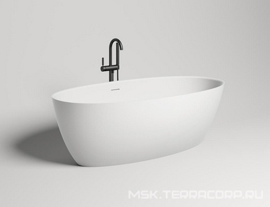 Ванна 1780х920хh580мм, отдельностоящая, литой камень S-Stone, матовый, донный клапан Up&Down цв.белый в компл.,  ZZ Salini Alda 101911SM