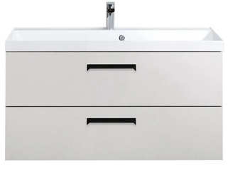 База под раковину подвесная с двумя выкатными ящиками, 1000х450мм, без раковины и ручек, (цв.Bianco Lucido), Aurora XX