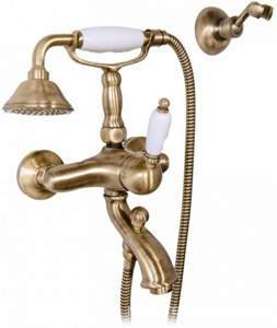 Смеситель для ванны, лейка, шланг, кронштейн в компл., (цв.бронза),  ZZ Gattoni Orta 2700/27V0