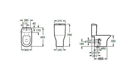 Чаша напольного унитаза LEON, 36х66.5 м, БЕЗ крышки, БЕЗ бачка, крепеж в компл. ZZ Roca Leon 342649000