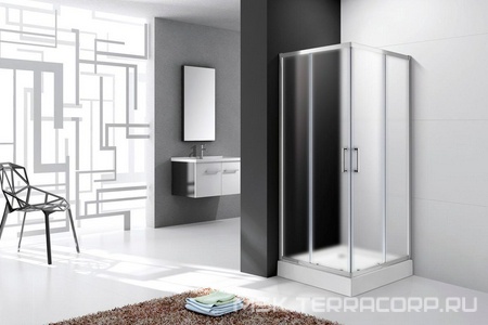 Душевой уголок 900х900хh1950мм, квадрат, (стекло текстурное Punto 6мм, фурн.цв.хром),  ZZ Cezares Molveno MOLVENO-A-2-90-P-Cr