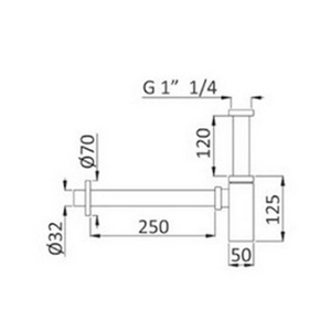 Сифон для раковины дизайн.квадр., 1 1/4, (цв.черный матовый), Cezares ZZ Cezares Универсал CZR-B-SMQ-NOP