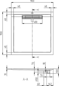 Поддон д/душа прямоуг.900х900хh18/100мм, сифон в комплекте, ножки, опора, уплотнитель в компл., (кварил, цв.белый глянц.),  ZZ Villeroy & Boch Squaro UDQ0910SQR1V-01