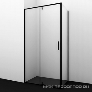 Боковая стенка для душевого ограждения в нишу 900х200 см, профиль черный, стекло прозрачное ZZ Wasserkraft elbe 74P03-RP90 / 74P07-RP90