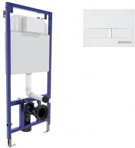 Инсталляция  для подвесногоунитаза  L1 с белой кнопкой смыва, ZZ Berges Novum 040211