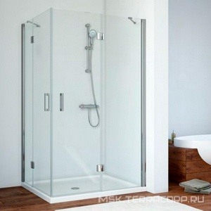 Душевое ограждение  90x100x190 см, правое, угловое прямоугольное, двери распашные, профиль глянцевый хром, стекло шиншилла ZZ Vegas Glass AFA-F AFA-F 90*100 08 02 прав.
