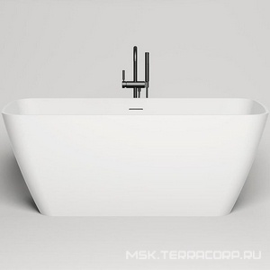 Ванна 1800х810хh660мм, отдельностоящая, литой камень S-Stone, матовый, цв.белый, д/к Up&Down цв.бел в комп,ОТВЕРСТ Д/ВЫПУСКА СИФОНА В СТЕНУ,  ZZ Salini Agatha 100221M / белый /сверление отверстия в борту ванны +5тр к PL