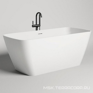 Ванна 1800х810хh660мм, отдельностоящая, литой камень S-Stone, матовый, цв.белый, д/к Up&Down цв.бел в комп,ОТВЕРСТ Д/ВЫПУСКА СИФОНА В СТЕНУ,  ZZ Salini Agatha 100221M / белый /сверление отверстия в борту ванны +5тр к PL