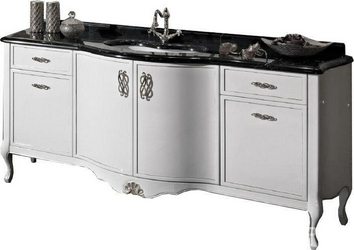 Тумба 80хh70х56см,под раков,с 2-мя дверц,(цв.бел.лак перлам.,сус.серебр,ручки цв.хром),б/столеш. и конц.боков,(СПЕЦЗАКАЗ БЕЗ раковины),Gold Comp Z XX