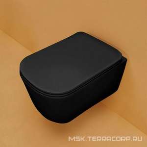 Унитаз подвесной 54х35см, безободковый, БЕЗ сиденья, крепёж арт.WB9N в компл., (цв.черный матовый),  ZZ Kerasan Tribeca 511431