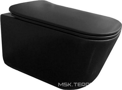 Унитаз подвесной 54х35см, безободковый, БЕЗ сиденья, крепёж арт.WB9N в компл., (цв.черный матовый),  ZZ Kerasan Tribeca 511431