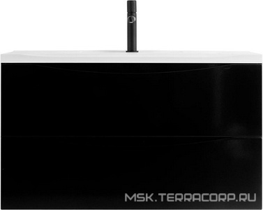 База под раковину подвесная с 2 выкатными ящиками, 800х450x530мм, (без раковины), (цв.Nero Lucido),  ZZ BelBagno Marino MARINO-800-2C-SO-NL-P