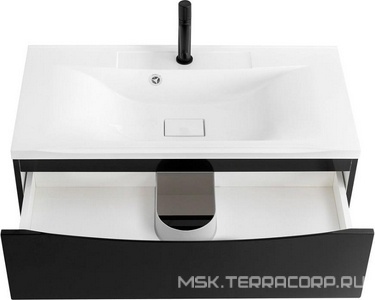 База под раковину подвесная с 2 выкатными ящиками, 800х450x530мм, (без раковины), (цв.Nero Lucido),  ZZ BelBagno Marino MARINO-800-2C-SO-NL-P