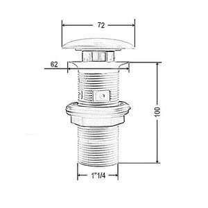 Пробка для сливного отверстия раковин без перелива и с переливом, универсальн.,нажимн.Up & down,G 1 1/4, (крышка керам.цв.matt black), Artceram ZZ ArtСeram Универсал ACA038 17 00