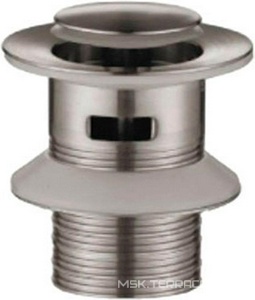 Донный клапан для сливного отверстия раковин с переливом, нажимной Clic-Clac, G 1 1/4, (цв.нерж.сталь, цв сатин), BelBagno BelBagno Универсал BB-PCU-01-IN