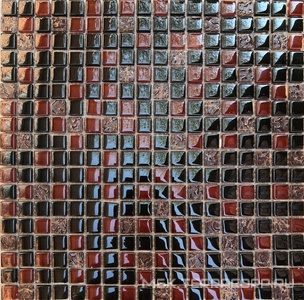 Мозаика Мастера Керамики Glass Мозаика 2076 микс черный-коричневый-шеколад с рисунком 15х15 ZZ|30х30 XX