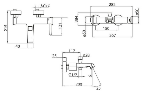 Смеситель для ванны, (цв.хром),  ZZ BelBagno Mille MIL-VASM-CRM