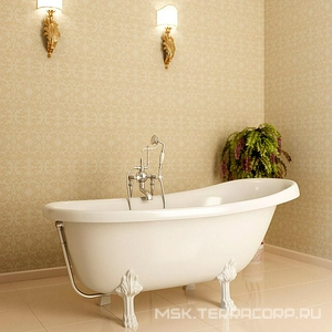 Ванна из искусственного камня "Салерно", 168x80x49 см, ножки цв.хром, БЕЗ сифона ZZ Фэма Аделина Фэма Салерно