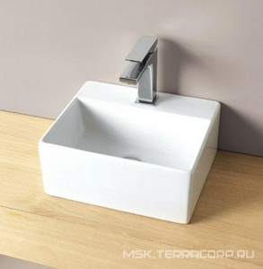 Раковина подвесная/накладная на столешницу, прямоугольная, 320х270хh135мм, с 1 отв.д/смесит., с переливом, без крепл., (цв. белый),  Mini ZZ ArtСeram Quadro QUL006 01; 00
