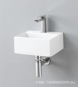 Раковина подвесная/накладная на столешницу, прямоугольная, 320х270хh135мм, с 1 отв.д/смесит., с переливом, без крепл., (цв. белый),  Mini ZZ ArtСeram Quadro QUL006 01; 00