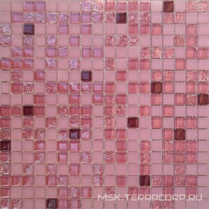 Мозаика Мозаика 2084 микс розовы-розовый матовый-розовый колотый-красно-коричневый чип 15х15  ZZ|30х30 Мастера Керамики Glass МС 2084