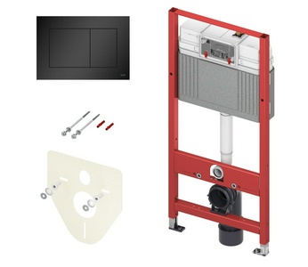 Комплект для установки подвесного унитаза, (застенный модуль, крепёж, прокладка звукоизол., панель 2-го смыва  пластик цв.ЧЁРНЫЙ ГЛЯНЕЦ),TECEZZ Tece TECEnow K440403