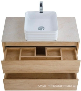 База под раковину подвесная с двумя выкатными ящиками, 1010х460хh515мм,без раковины, (цв.Rovere Nebrasca Naturtre),  ZZ BelBagno Kraft KRAFT-1000-2C-SO-RNN