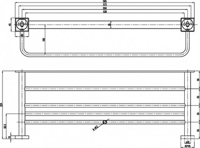 Полка для полотенец 600х224мм, (цв.черный матовый),  ZZ Villeroy & Boch Elements – Striking TVA152006000K5