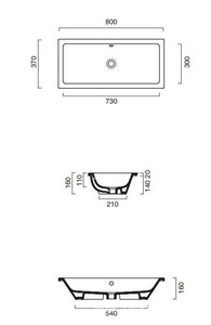 Раковина 80х37cм, встраив.в столешн.снизу и сверху, без отв. д/смес.,с переливом, БЕЗ компл.крепл. для установкиснизу арт.Z546883, (цв.белый), ZZ Catalano Zero 18037ZE00