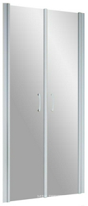 Душевая дверь 75x190 см  двустворчатая , распашные створки, профиль матовый хром, стекло прозрачное с покрытием QuickNano ZZ Vegas Glass Е2Р E2P 0075 07 01 QuickNano