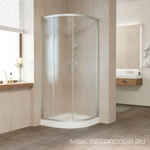 Душевое ограждение , 100*100*1900, профиль матовый хром, стекло "шиншилла", БЕЗ поддона ZZ Vegas Glass ZS ZS 0100 07 02