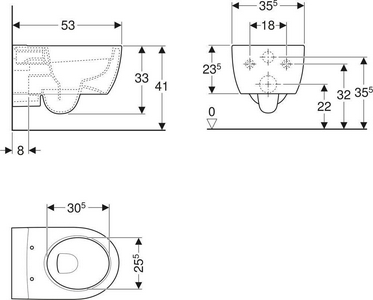 Комплект Инсталляция Geberit Duofix Delta 3 в 1 с кнопкой смыва 53x35x33 Geberit iCon s403689
