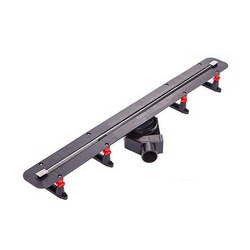 Дренажный канал 1150хh82/120мм,готовый компл,сифон d50 выход вбок 48л/мин,ножки, ультратонкая дизайн-вставка (цв.мат.хром), Confluo Slim L XX