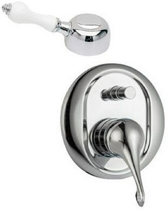 Смеситель для душа, встраиваемый в стену, с переключателем, (maniglia PL / рукоятка с пластик. вставкой белого цвета), (цв.хром)  ZZ 3M Piccadilly 2149 CC + maniglia PL CC