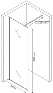 Душевая перегородка Berges Wasserhaus Sky 90xh200, профиль хром, стекло прозрачное ZZ Berges Универсал 064002