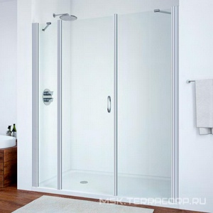 Дверь в нишу , 175x190 см, распашная, левая, профиль мат.хром, стекло прозрачное ZZ Vegas Glass EP-2F EP-2F 175 07 01 / левая