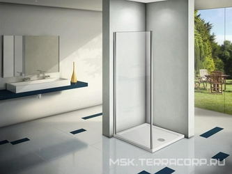 Боковая часть 100 см. для душевого Г-образного ограждения "Пандора",  проф.хром, прозрачн.стекло XX