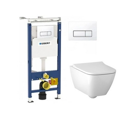 Комплект Инсталляция Geberit Duofix Платтенбау 4 в 1 с белой кнопкой смыва 54x35x33 Geberit smyle square s403647