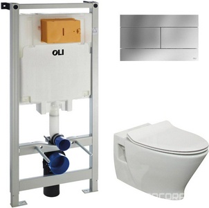 Комплект 4 в 1: унитаз подвесной, сиденье с микролифтом, инсталляция для подв.унитаза, клавиша смыва цв.хром, Sanitana Pop Art ZZ Sanitana pop art S777661