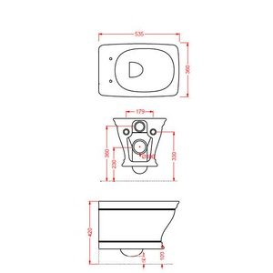 Унитаз подвесной 36х54см, без сиденья, крепёж в компл., (цв.glossy black), Civitas ZZ ArtСeram civitas CIV001 03;00