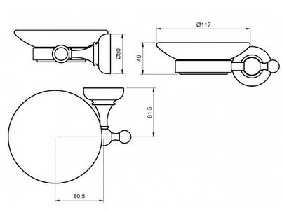 Мыльница настенная керамическая, (цв.золото),  ZZ Cezares Aphrodite APHRODITE-SODS-03/24-M