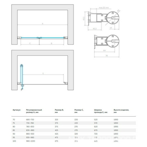 Дверь в нишу , 100*190 см, складная, духсекционная, левая, профиль золото, стекло прозрачное ZZ Vegas Glass GPS GPS 0100 09 01