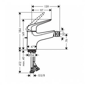 Смеситель для биде, с д/к, (цв.хром),  ZZ Hansgrohe Novus 71142000