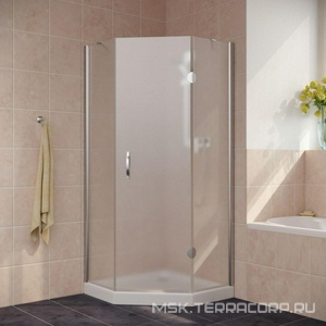 Душевое ограждение пятиугольное , 100*100*1900, правое, профиль глянцевый хром, стекло сатин, БЕЗ поддона ZZ Vegas Glass AFA-Pen AFA-Pen 0100 08 10  правое