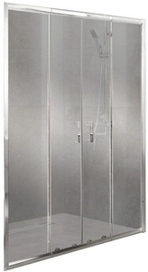 Дверь для душа, в нишу 1700-2000хh1900мм, раздвижная, 2 двери, 2 неподв.секции, (стекло прозрачн.5мм, фурн.цв.хром),  ZZ BelBagno Unique UNIQUE-BF-2-170/200-C-Cr