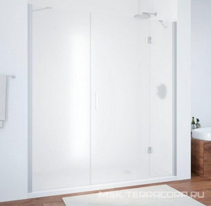 Дверь в нишу  170x190 см, одностворчатая распашная, правая, с двумя неподвижными элементами, профиль матовый хром, стекло сатин ZZ Vegas Glass AFP-F AFP-F 170 07 10 прав.