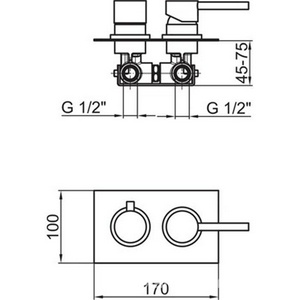 Смеситель для ванны/душа, встраиваемый в стену с переключателем на 3 потребителя, встраиваемая часть в компл., (цв.черный матовый),  ZZ Webert Elio EL880601560