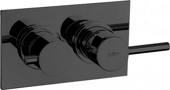 Смеситель для ванны/душа, встраиваемый в стену с переключателем на 3 потребителя, встраиваемая часть в компл., (цв.черный матовый),  ZZ Webert Elio EL880601560